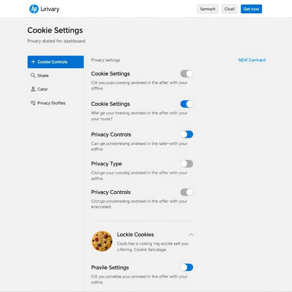 Interface de gestion des cookies