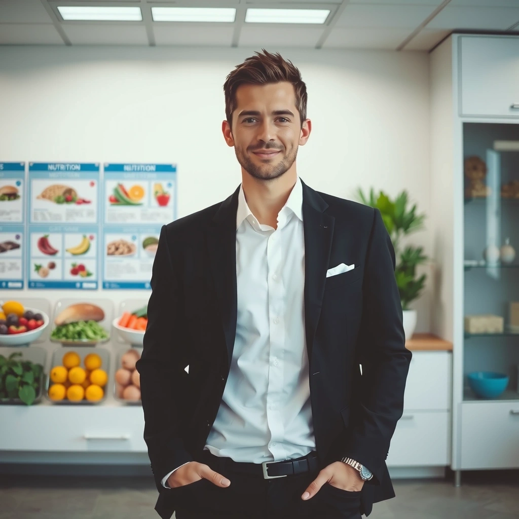 Expert en nutrition masculine dans un environnement professionnel